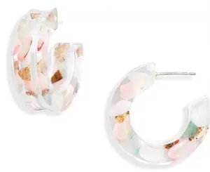 Confetti Acetate Hoop Earrings Blush Multi thumbnail 1