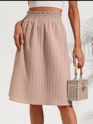 SHEIN Blush Pink Pleated A-Line Midi Skirt thumbnail 1