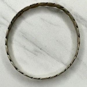 Vintage Mexico Flat Braided Bangle Bracelet Silver Tone ✨ thumbnail 4