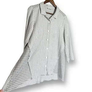 Habitat Clothes To Live In Shirt S Crinkle Crepe Top‎ Asymmetrical Lagenlook thumbnail 2