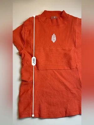 Free People Movement Ribbed Athletic Top Orange Stretch Short Sleeve Size‎ M thumbnail 6