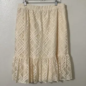 NWT‎ Est. 1946 Cream Lace Cottagecore Western Prairie Button Midi Skirt Large thumbnail 2