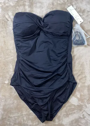 Anne Cole Black Twist-Front Bandeau One-Piece Swimsuit thumbnail 1