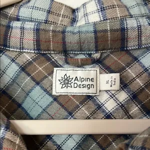 Alpine Design Blue and Brown Button Down Shirt Plaid Pattern thumbnail 2