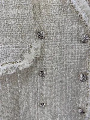 Trixxi cream bouclé tweed double breasted metallic mini blazer vest dress fringe thumbnail 8