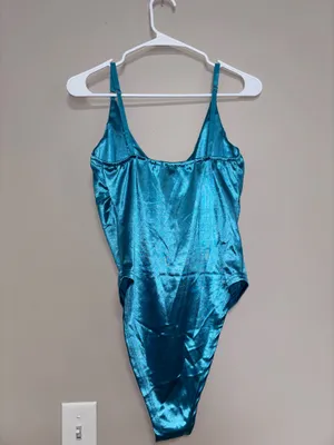 Velius Women's Sexy Metallic Shiny Bodysuit thumbnail 3