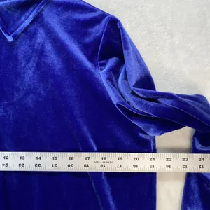 Susan Graver Velvet Tunic‎ Top Ruched Sleeve Button Down Shirt Size M thumbnail 2