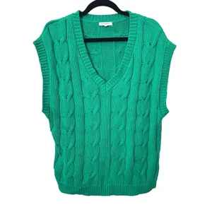 CRESCENT Cable‎ Knit Oversized Vest Green Medium thumbnail 2