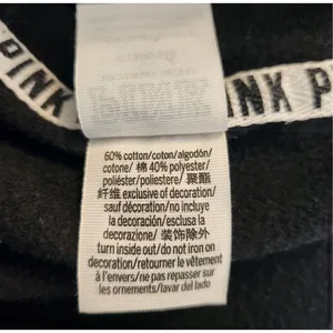 PINK Victoria's Secret Cropped Poll Over Hoodie Black‎ White Medium thumbnail 6