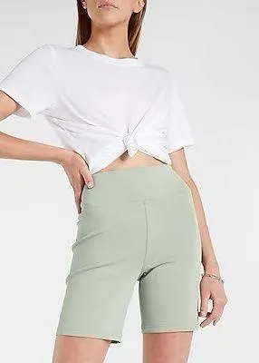Express New Light Teal Scuba Biker Shorts thumbnail 1