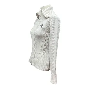 Harley-Davidson Full Zip Shawl Neck Sweater Cream Silver Sparkle Small thumbnail 4
