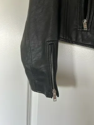 Abercrombie & Fitch Black Vegan Leather Moto Jacket with Silver Hardware Accents thumbnail 4