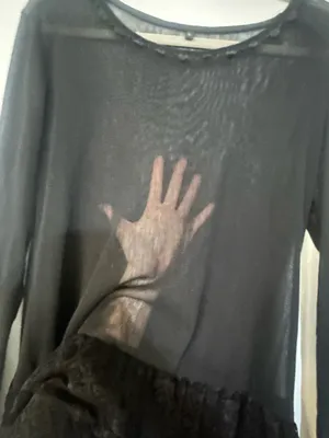Black lace hem sheer dress thumbnail 2