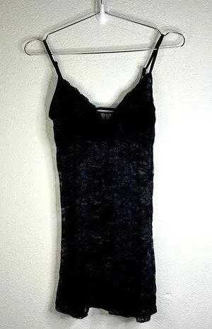 Black Sheer Lace Slip Dress - Size Small thumbnail 1