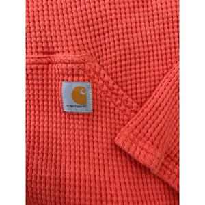 Carhartt Womens Large Relaxed Fit Waffle Knit Hoodie Orange Pullover Thermal thumbnail 7