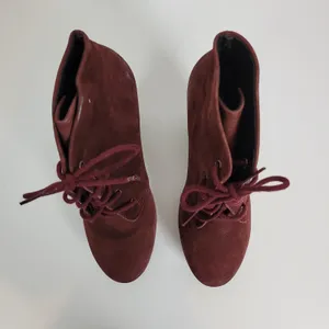 Steve Madden Women's Boots 7.5 Raspy Burgundy Wine Nubuck Suede Platform Lace Up thumbnail 6