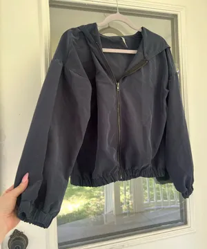 Color Thread Casual Hooded Bomber Jacket in Navy thumbnail 1