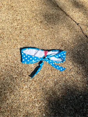 Pinup Bikini Top Vintage Y2K Retro XS/S Blue Strapless w/ Red Bow thumbnail 2
