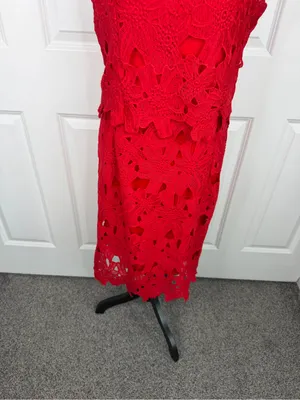 Sociology XL Red Floral Crochet Lace Midi Dress Sleeveless NWT thumbnail 3