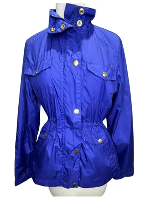 Peter Millar Mariana Rain Jacket S Purple Zip Snap Cinch Waist Utility Travel thumbnail 1