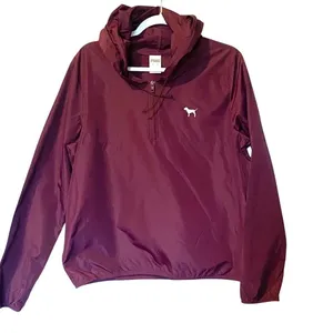Victoria's Secret PINK Maroon/Burgundy Hooded Pullover Windbreaker Raincoat thumbnail 2