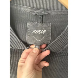 Aerie Vacay Crew Sweatshirt Smoked Gray XXS Oversized thumbnail 2