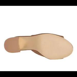 Halston Vegan suede dress sandal gold detail cognac color thumbnail 5