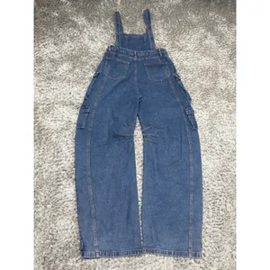 N.1LA Women’s Barrel Leg Denim Overalls Size M Y2K Cargo Jeans Multi Pocket thumbnail 7