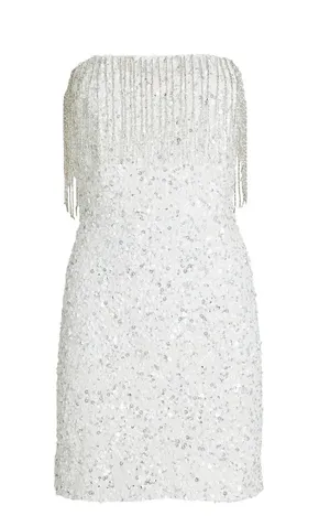 Retrofête NWT CASSANDRA SEQUIN FRINGE White DRESS thumbnail 8