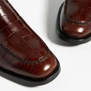 Anthropologie Pilcro & The Letterpress Chelsea Croc Chocoolate Brown Boots thumbnail 4