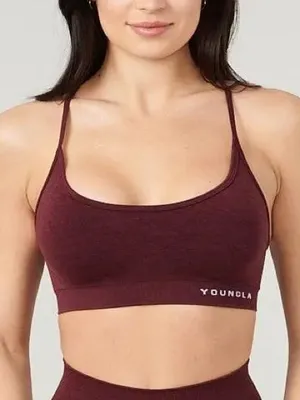 YoungLA Core Seamless Scoop Neck Sports‎ Bra XL Burgundy Silk NWT W329 thumbnail 1