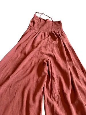 Aarabess Cropped Length Terracotta Jumpsuit Wide Leg One Shoulder Size Medium thumbnail 10