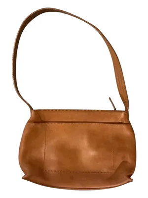 Kenneth Cole New York Vintage Camel Tan Genuine Leather Shoulder Bag Purse Minimalist 90s Style thumbnail 2