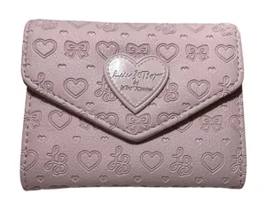 Luv Betsey by‎ Betsey Johnson Blush Pink Embossed Heart Bow Wallet LBCASH NWT thumbnail 1