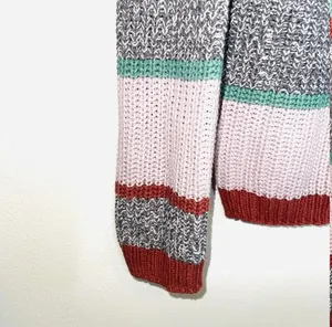 Maurices Henley Sweater Multicolor Striped V-neck Button Knit Pullover thumbnail 5