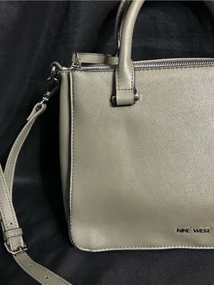 Nine West Olive Green Leather Multi-Pocket Satchel Shoulder Bag Handbag Purse thumbnail 4