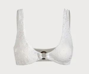BERLOOK White Textured O-Ring Bralette Bikini Top ONLY 48 thumbnail 7