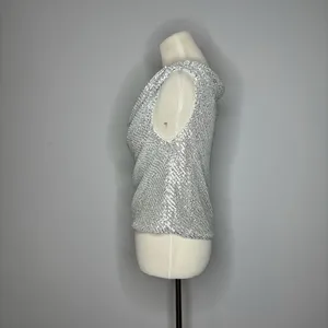 L Love- Silver Scoop Neck Sequin Shirt thumbnail 3