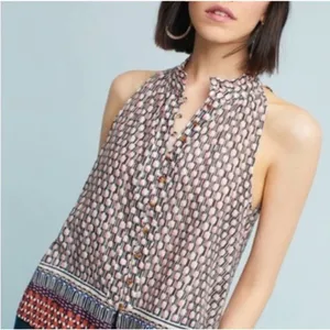 Anthropologie Women's Blouse Top‎ Shirt Maeve Prema Flora Small Button High Neck thumbnail 3