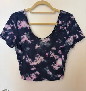 Lululemon Align Tee Short Sleeve Circulate Tie Dye Mineral blue Multi Nulu Cropped size 8 thumbnail 1