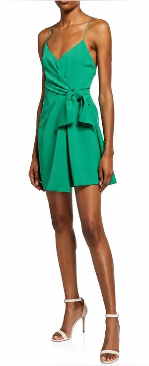 Alice and Olivia‎ green mini dress with front tie size 2 thumbnail 1