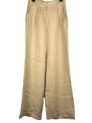 Magaschoni Pants Womens XS Beige 100% Linen Wide Leg Pull On Coastal thumbnail 2