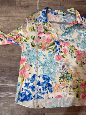 ZARA Satin Effect Floral Shirt thumbnail 7