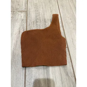 Babaton Aritzia Sculpt Knit One-shoulder Cropped Tank XXS Mocha Brown thumbnail 2