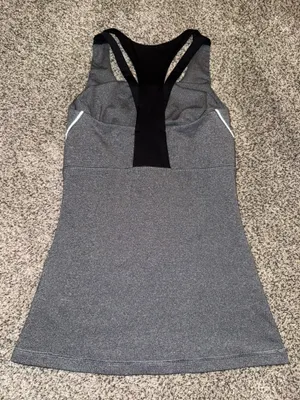 Reebok Racerback Athletic Tank Top Women's Size XS Heather Gray Black thumbnail 2