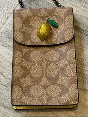 Coach Phone Crossbody Signature Glitter Lemon Purse Minimalist Quiet Luxury thumbnail 1