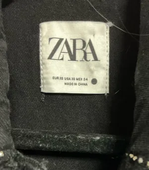 Zara Rhinestone Fringe Black Denim Jacket thumbnail 4