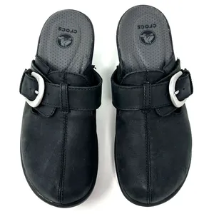 Crocs‎ Size 7 Slip On Clogs Black Style 15513 2.5 in Heel Silver Buckle Comfort thumbnail 8