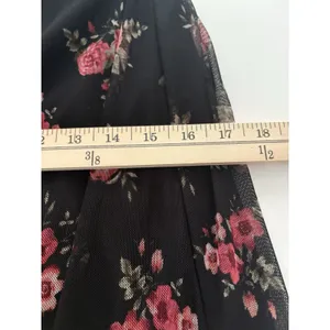 Thyme & Honey Midi Skirt Size S Black Floral Mesh Ruffle Whimsigoth Dark Romance thumbnail 8