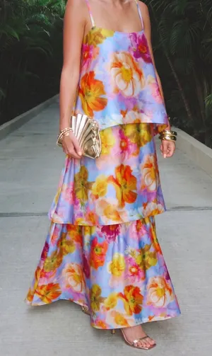 Show Me Your Mumu Ella Maxi Dress size Medium M Brushed Blooms Floral tier NWOT thumbnail 1